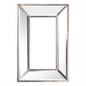 Bowery Hill 12 x 18&quot Rectangular Wall Mount Accent Mirror in Antique Silver