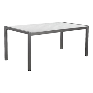 Bowery Hill 71&quot Outdoor Dining Table with White Polyresin in Gray Aluminum