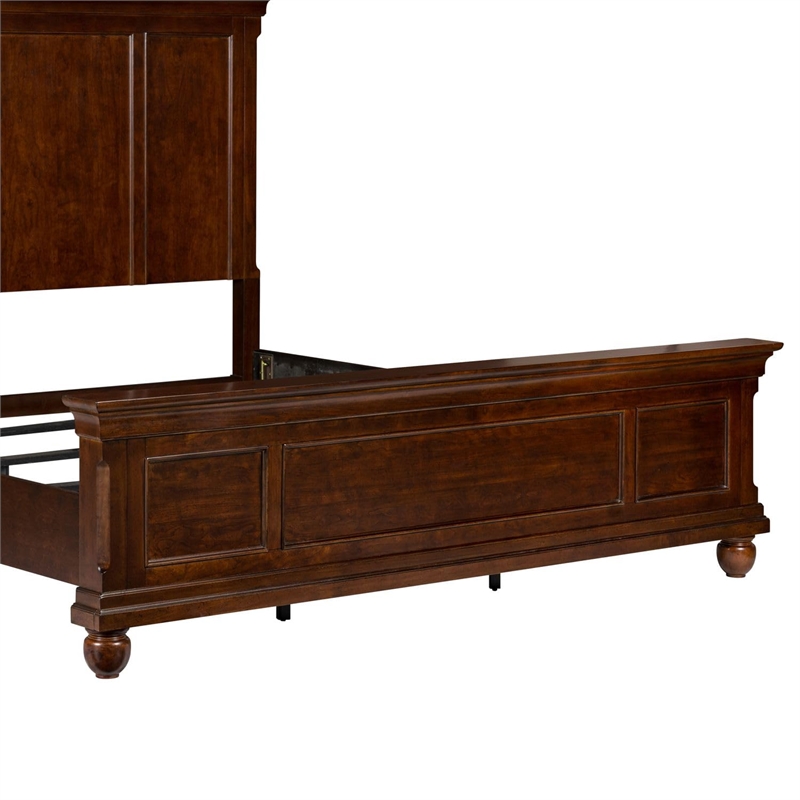 Bowery Hill California King Panel Bed with Crown Headboard in Rustic Cherry