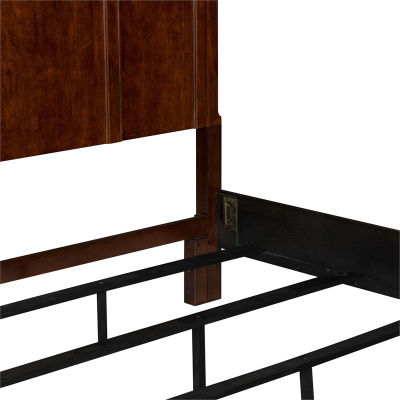 Bowery Hill California King Panel Bed with Crown Headboard in Rustic Cherry