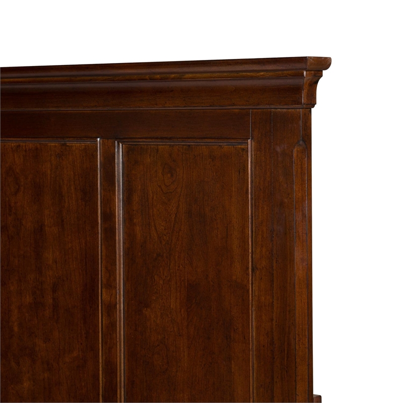 Bowery Hill California King Panel Bed with Crown Headboard in Rustic Cherry