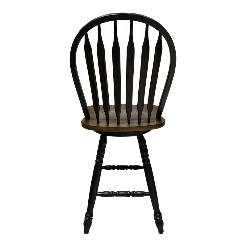Bowery Hill Windsor Swivel Counter Height Chair with Arrow Back in Black