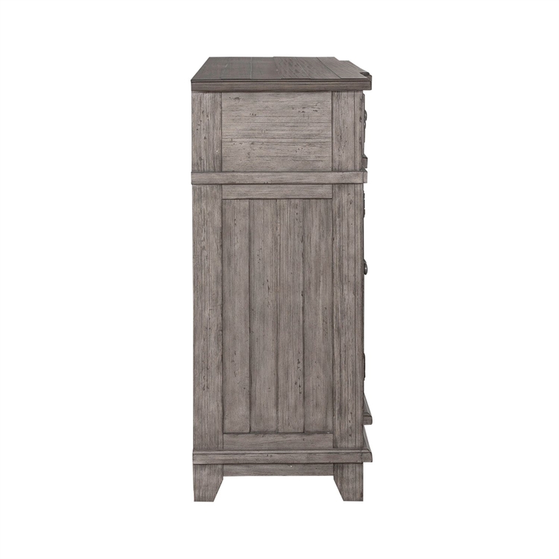 Bowery Hill Breakfront Server with Felt Lined Drawers in Riverstone Grey