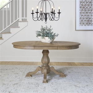 Bowery Hill Pedestal Dining Table with Leaf in Weathered Bisque Brown
