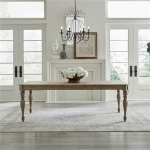 Bowery Hill Rectangular Leg Dining Table with Leaf in Bisque Brown