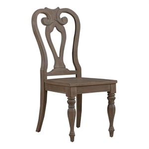 Bowery Hill Splat Back Dining Chairs Set of 2 with Saddle Seat in Brown