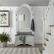 Bowery Hill 2 Piece Hall Tree with Mirror and Lift Top Storage in White