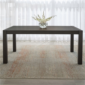 Bowery Hill Rectangular Leg Dining Table with Reeded Accents in Caffe Brown