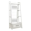Bowery Hill 2 Piece Hall Tree with Mirror and Storage Drawer in White