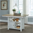Bowery Hill Kitchen Island Table with Leaf in White and Sandstone