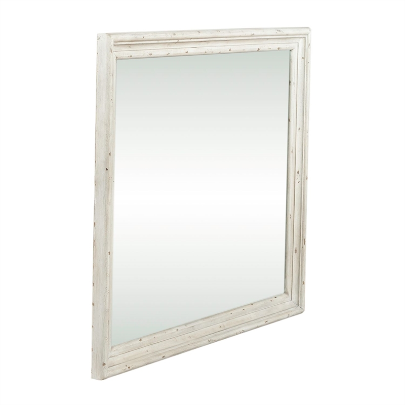 Bowery Hill Mirror with Beveled Edge and Dresser Mount in Whitestone