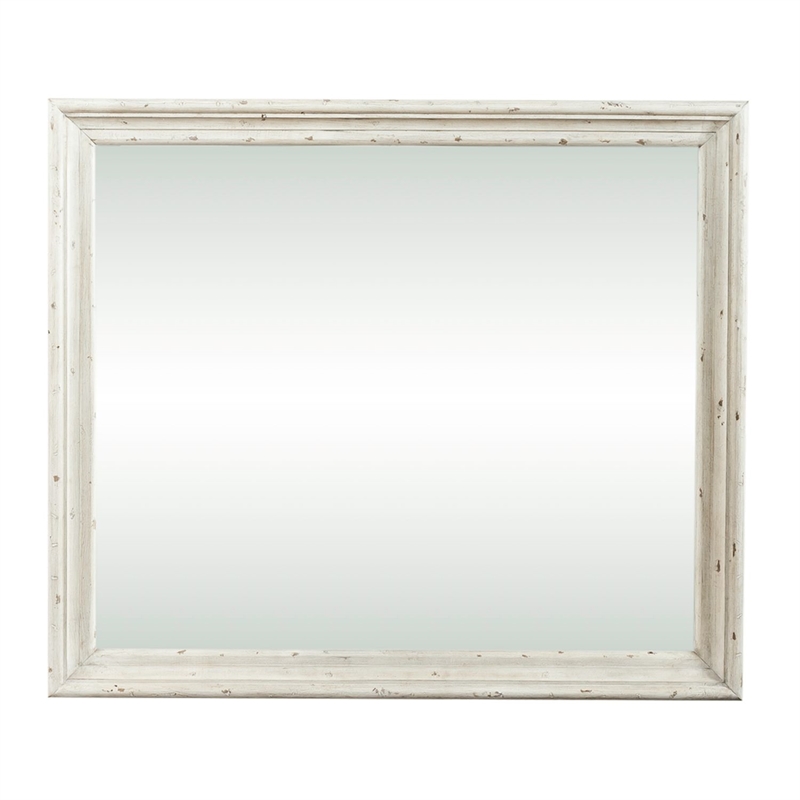 Bowery Hill Mirror with Beveled Edge and Dresser Mount in Whitestone