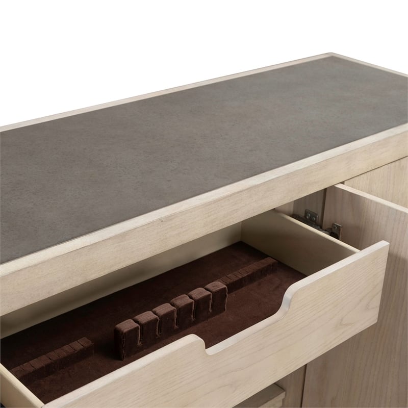 Bowery Hill Server with Faux Concrete Top and Hidden Drawers in Cloud White