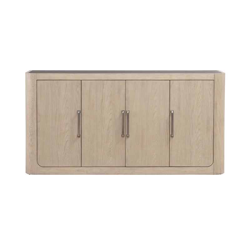 Bowery Hill Server with Faux Concrete Top and Hidden Drawers in Cloud White