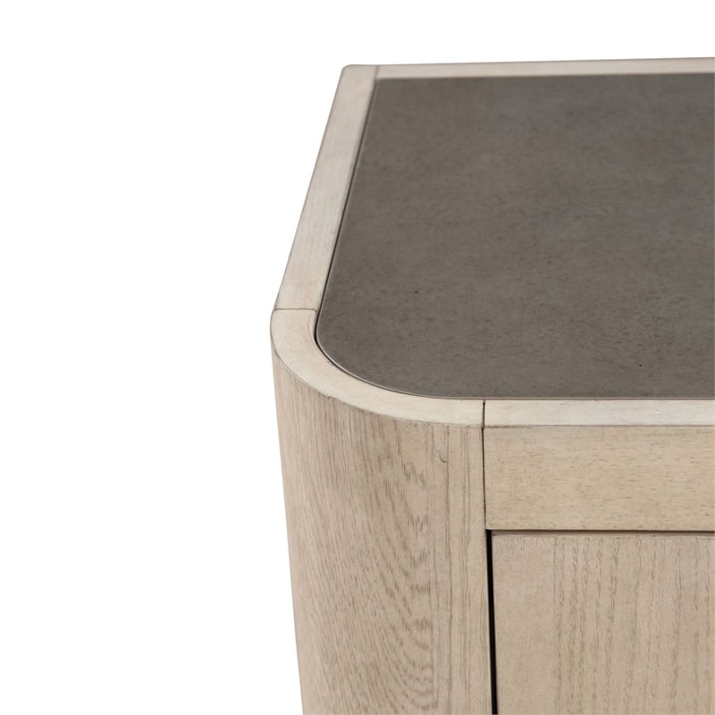 Bowery Hill Server with Faux Concrete Top and Hidden Drawers in Cloud White
