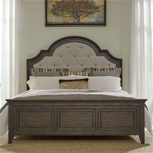 Bowery Hill California King Bed with Tufted Headboard in Saddle Brown