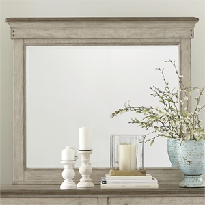 Bowery Hill Mirror with Beveled Edge and Nail Head Accents in White