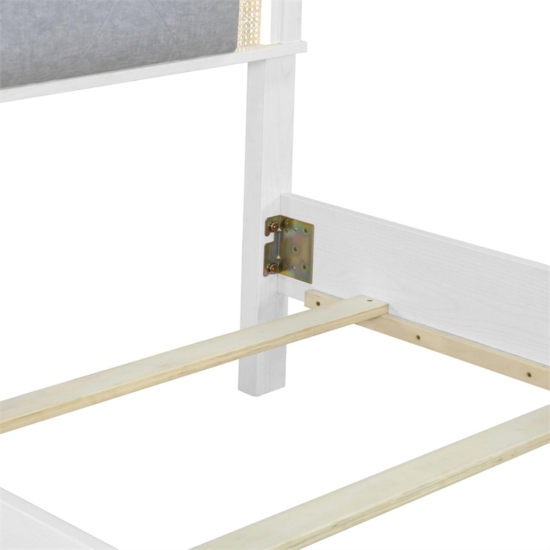 Bowery Hill Full Upholstered Bed with LED and Rhinestones in Pearl White