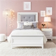 Bowery Hill Full Upholstered Bed with LED and Rhinestones in Pearl White