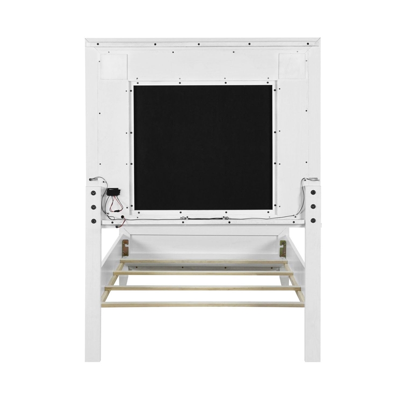 Bowery Hill Full Upholstered Bed with LED and Rhinestones in Pearl White