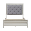 Bowery Hill Queen Upholstered Bed with LED and Rhinestones in Pearl White