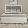Bowery Hill Queen Upholstered Bed with LED and Rhinestones in Pearl White