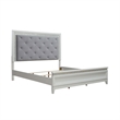 Bowery Hill King Upholstered Bed with LED and Rhinestones in Pearl White