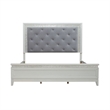 Bowery Hill King Upholstered Bed with LED and Rhinestones in Pearl White