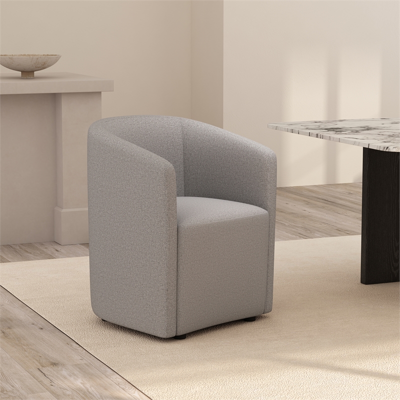Bowery Hill Modern Barrel Back Upholstered Armchair in Light Gray