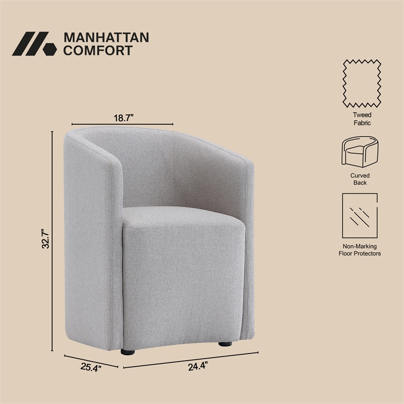 Bowery Hill Modern Barrel Back Upholstered Armchair in Light Gray