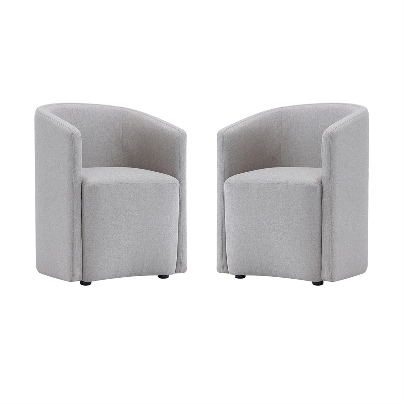 Bowery Hill Modern Barrel Back Upholstered Armchair in Light Gray