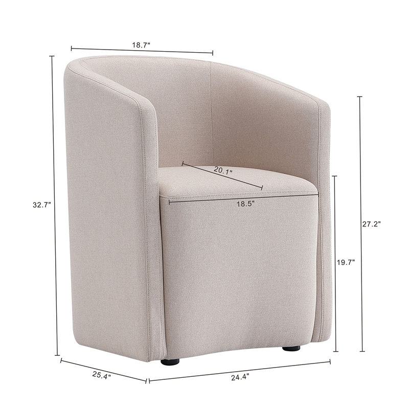 Bowery Hill Modern Barrel Back Upholstered Armchair in Barley