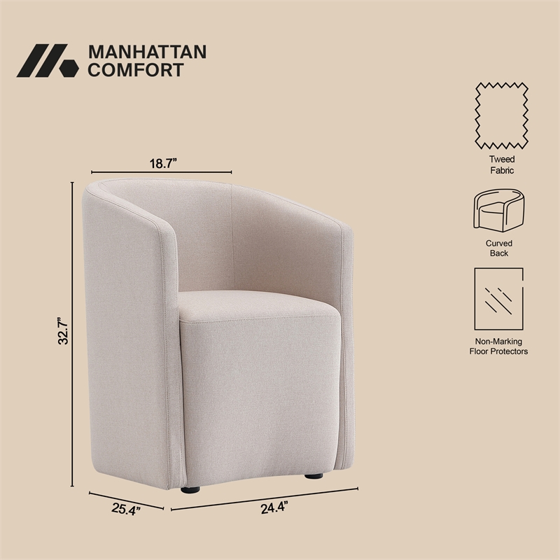 Bowery Hill Modern Barrel Back Upholstered Armchair in Barley