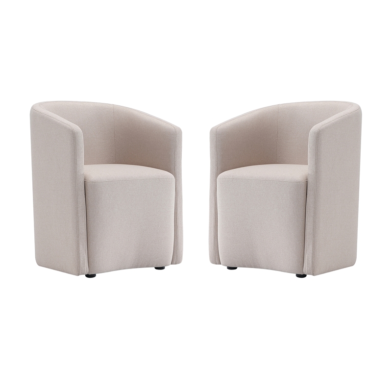 Bowery Hill Modern Barrel Back Upholstered Armchair in Barley