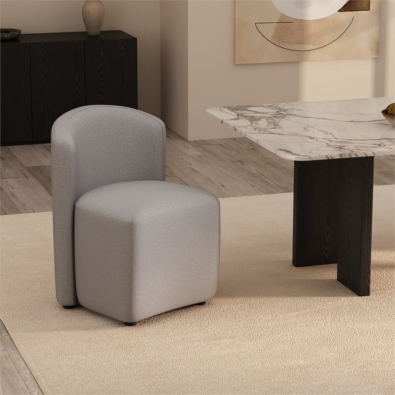 Bowery Hill Modern Barrel Back Upholstered Side Chair in Light Gray