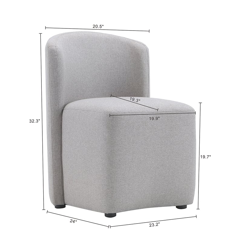Bowery Hill Modern Barrel Back Upholstered Side Chair in Light Gray