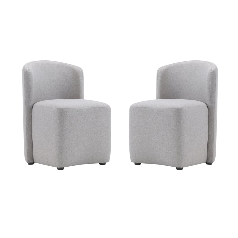 Bowery Hill Modern Barrel Back Upholstered Side Chair in Light Gray
