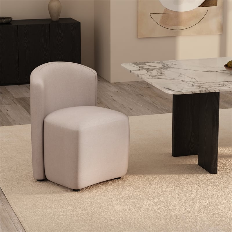 Bowery Hill Modern Barrel Back Upholstered Side Chair in Barley