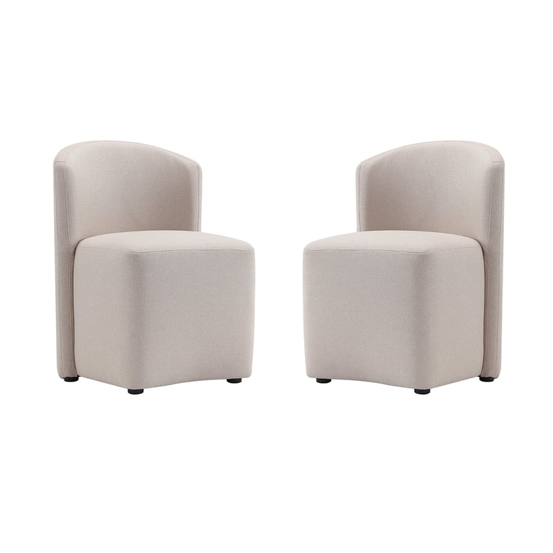 Bowery Hill Modern Barrel Back Upholstered Side Chair in Barley