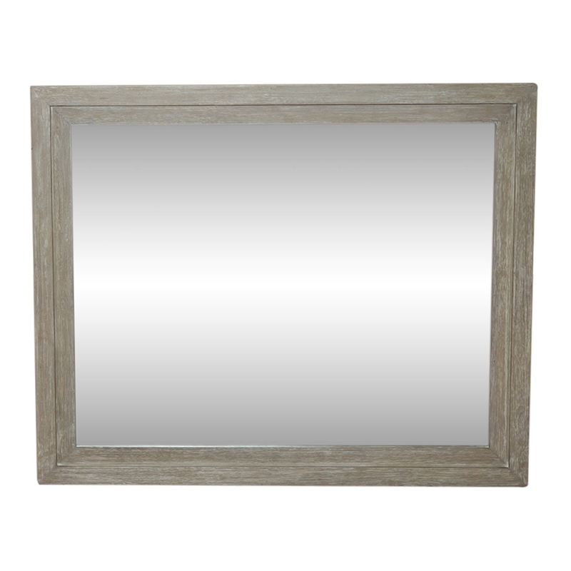 Bowery Hill Landscape Mirror with Beveled Edge in Washed Taupe and Silver