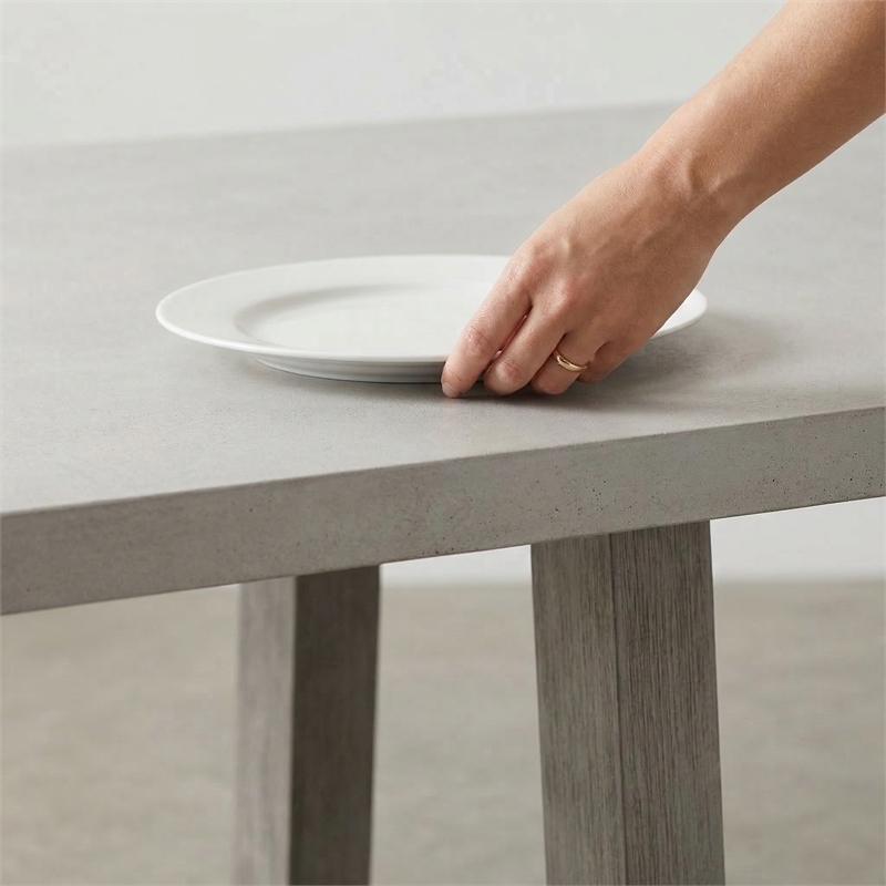 Bowery Hill Dining Table with Concrete Top and Acacia Base in Grey