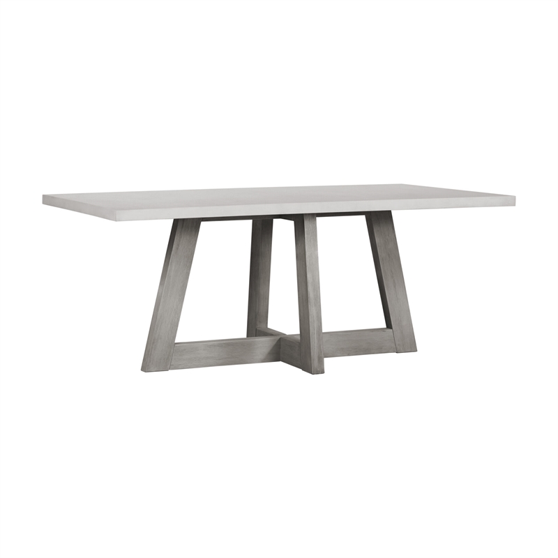 Bowery Hill Dining Table with Concrete Top and Acacia Base in Grey
