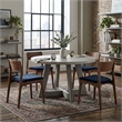 Bowery Hill Round Concrete Top Dining Table with Acacia Base in Grey
