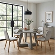 Bowery Hill Round Concrete Top Dining Table with Acacia Base in Grey