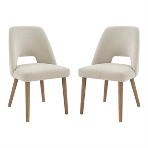 Bowery Hill Dining Chairs 2 Pack with Tapered Oak Legs in Linen White