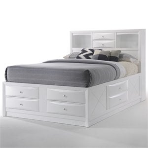Bowery Hill Queen Wooden Bed with Storage & 8 Drawers in White