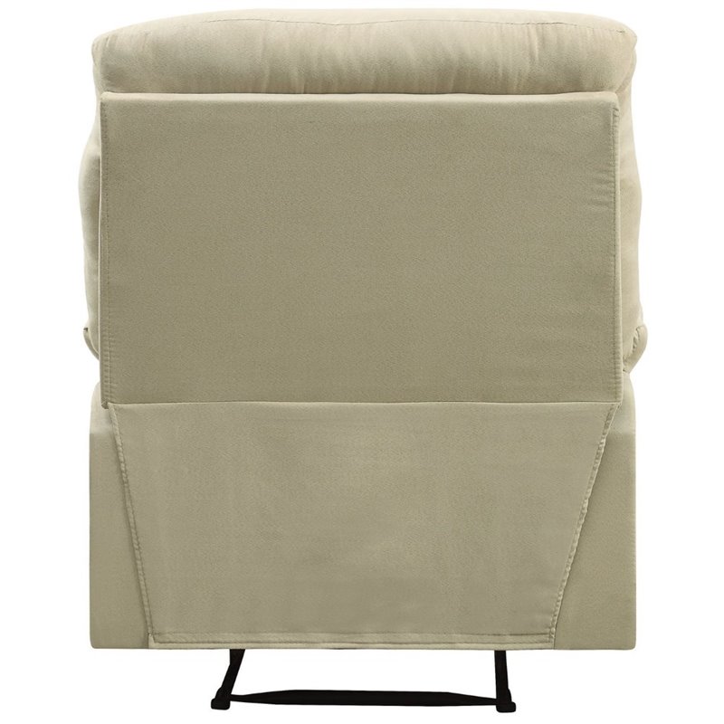 Bowery Hill Upholstered Motion Recliner in Beige Microfiber with Armrests
