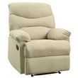 Bowery Hill Upholstered Motion Recliner in Beige Microfiber with Armrests
