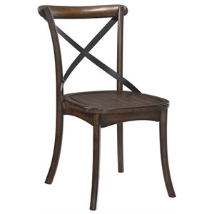Bowery Hill Mid-Century Side Chair Set of 2 in Dark Oak & Black