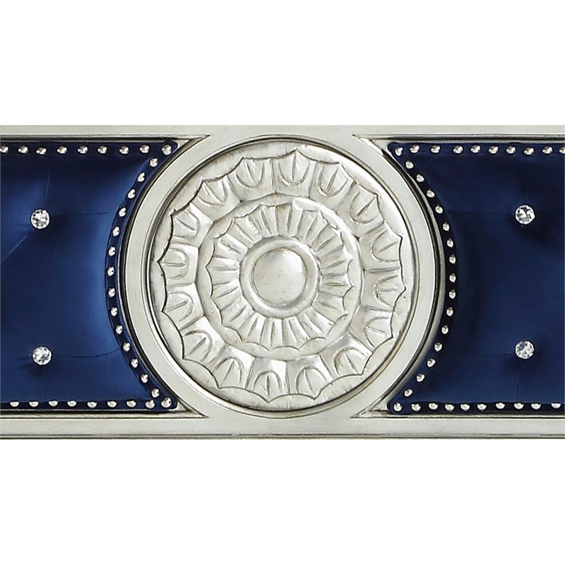 Bowery Hill Queen Panel Bed with Button Tufted Headboard in Blue Velvet